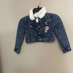 Daisy Fuentes Blue Jean Jacket with Floral Detail